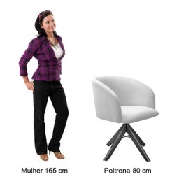 Poltrona Decorativa Atenas Pé Giratória Madeira Bege Bella Decor - 5 Poltrona Decorativa Atenas Pé Giratória Madeira Bege Bella Decor - 5