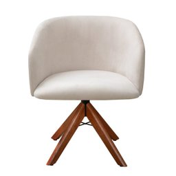 Poltrona Decorativa Atenas Pé Giratória Madeira Bege Bella Decor - 1 Poltrona Decorativa Atenas Pé Giratória Madeira Bege Bella Decor - 1