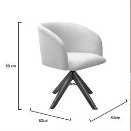 Poltrona Decorativa Atenas Pé Giratória Madeira Bege Bella Decor - 4 Poltrona Decorativa Atenas Pé Giratória Madeira Bege Bella Decor - 4