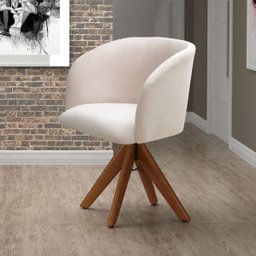 Poltrona Decorativa Atenas Pé Giratória Madeira Bege Bella Decor - 3 Poltrona Decorativa Atenas Pé Giratória Madeira Bege Bella Decor - 3