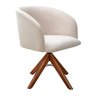 Poltrona Decorativa Atenas Pé Giratória Madeira Bege Bella Decor - 2
