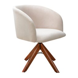 Poltrona Decorativa Atenas Pé Giratória Madeira Bege Bella Decor - 2 Poltrona Decorativa Atenas Pé Giratória Madeira Bege Bella Decor - 2