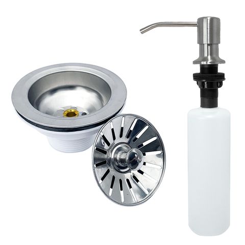 Kit Valvula Americana 3 1/2 E Suporte Para Detergente 350 ml Sabonete Liquido De Embutir Para Pia