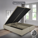Ver mais imagens de Cama Box Baú Casal Bipartido 138x188x42cm Courino Linho com Pistão a Gás