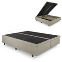 Ver imagem 2 de Cama Box Baú Casal Bipartido 138x188x42cm Courino Linho com Pistão a Gás