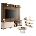 Ver imagem 1 de Estante Home Theater Trinus Castanho Off White com Mesa de Centro Sky e Aparador Infinity Off White