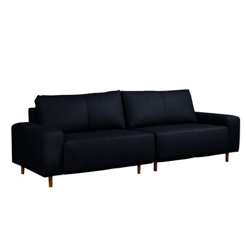 Sofá Decorativo Sala de Estar Metropole 4 Lugares 260cm Bipartido Couro Azul Marinho - Mozzelar