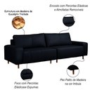 Ver imagem 3 de Sofá Decorativo Sala de Estar Metropole 4 Lugares 260cm Bipartido Couro Azul Marinho - Mozzelar