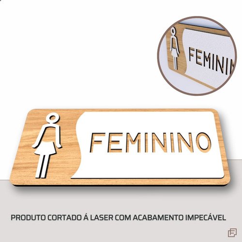 Placa de Banheiro Placas para Banheiro Feminino Masculino:branco - Feminino 12x26 - 8