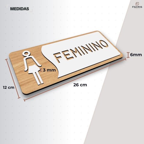 Placa de Banheiro Placas para Banheiro Feminino Masculino:branco - Feminino 12x26 - 2