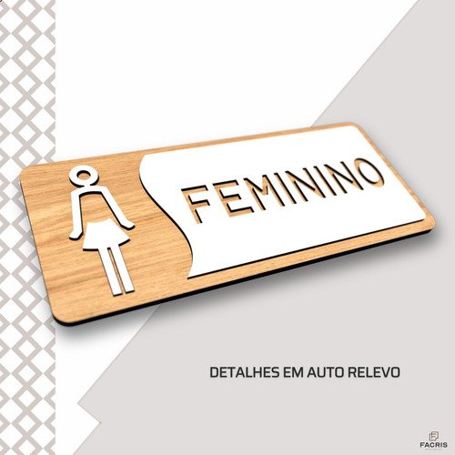 Placa de Banheiro Placas para Banheiro Feminino Masculino:branco - Feminino 12x26 - 7