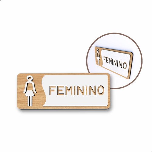 Placa de Banheiro Placas para Banheiro Feminino Masculino:branco - Feminino 12x26 - 6