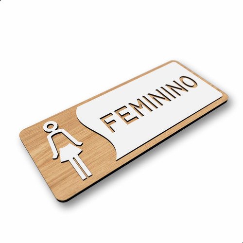 Placa de Banheiro Placas para Banheiro Feminino Masculino:branco - Feminino 12x26 - 5