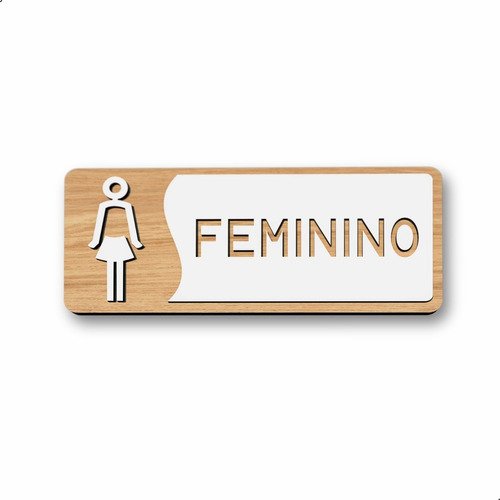 Placa de Banheiro Placas para Banheiro Feminino Masculino:branco - Feminino 12x26