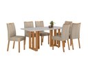 Ver imagem 1 de Conjunto Sala de Jantar Mesa Téssera 170 Tampo Vidro Off White com 6 Cadeiras Téssera - Lopas Amendo
