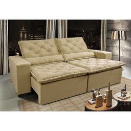 Sofá Lisboa 2,32M Retrátil e Reclinável com Molas No Assento Tecido Suede - 1