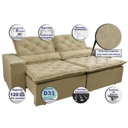 Sofá Lisboa 2,32M Retrátil e Reclinável com Molas No Assento Tecido Suede - 3