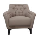 Ver imagem 5 de 02 Poltronas Decorativas em Linho Bege Escuro com Tachas e Pés de Madeira Maciça Shaula Harmô