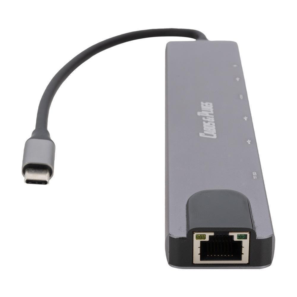 Hub Usb C Type C 8 Portas 4k Carregador 2 Usb-c 3.0 Rj45 Lan - 4