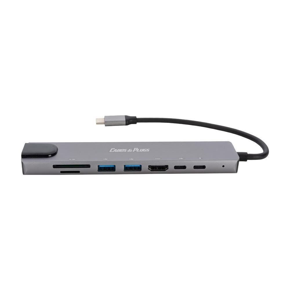 Hub Usb C Type C 8 Portas 4k Carregador 2 Usb-c 3.0 Rj45 Lan - 3