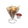 CONE EM INOX CESTO PETISCO BATATA FRITA SUPORTE MOLHO REMOVIVEL PORTA KETCHUP MOLHO BUFFET FESTA - 4
