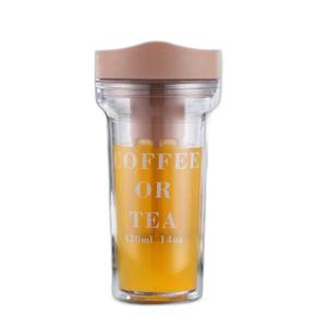 Copo com Infusor de Resina Café Cold Brew 420ml Rosa - Ilc