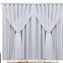 Ver imagem 2 de Cortina para Sala Blackout Tecido Com Voil + Presilha Ilhós Cromado 4,00m X 2,60m:Gelo