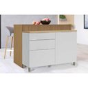 Ver imagem 2 de Balcão Ilha Cozinha Gourmet Marquesa com 1 Porta e 3 Gavetas 120cm Branca Nature