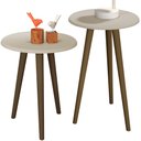 Ver imagem 1 de Conjunto para Sala de Estar com Mesa Lateral e Apoio Off White Brilho - Lyam Decor