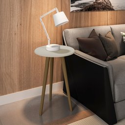Conjunto para Sala de Estar com Mesa Lateral e Apoio Off White Brilho - Lyam Decor - 3 Conjunto para Sala de Estar com Mesa Lateral e Apoio Off White Brilho - Lyam Decor - 3
