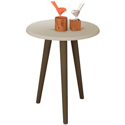 Conjunto para Sala de Estar com Mesa Lateral e Apoio Off White Brilho - Lyam Decor - 4 Conjunto para Sala de Estar com Mesa Lateral e Apoio Off White Brilho - Lyam Decor - 4