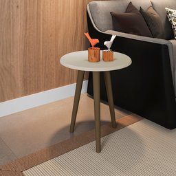 Conjunto para Sala de Estar com Mesa Lateral e Apoio Off White Brilho - Lyam Decor - 2 Conjunto para Sala de Estar com Mesa Lateral e Apoio Off White Brilho - Lyam Decor - 2