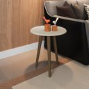 Ver imagem 2 de Conjunto para Sala de Estar com Mesa Lateral e Apoio Off White Brilho - Lyam Decor