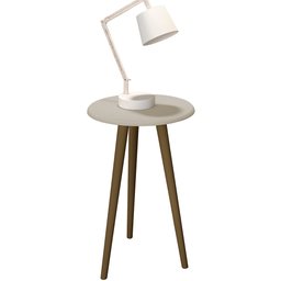 Conjunto para Sala de Estar com Mesa Lateral e Apoio Off White Brilho - Lyam Decor - 5 Conjunto para Sala de Estar com Mesa Lateral e Apoio Off White Brilho - Lyam Decor - 5