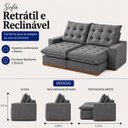 Ver imagem 3 de Sofá Milão Retrátil e Reclinável 210m - Cinza