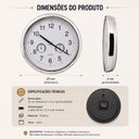 Ver mais imagens de Relogio Parede Termometro Higrometro Prata Decorativo Moderno Luxo Ilustrativo Sala Escritorio Cozin