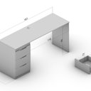 Ver imagem 3 de Escrivaninha para Escritório Madri 3 Gavetas 163cm Creme E Freijó