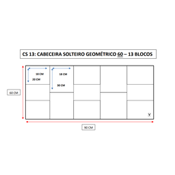 Cabeceira Cama Box Solteiro 13 Geométrico Alce Couch Veludo Azul 60cm x 90cm - 5