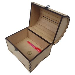 Urna Baú Cofre com Cadeado Vintage Madeira Mdf Pirata - 3