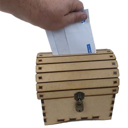 Urna Baú Cofre com Cadeado Vintage Madeira Mdf Pirata - 2
