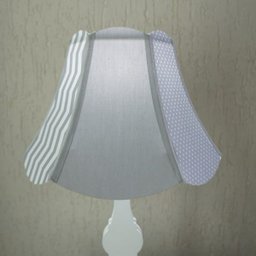 Abajur Base Madeira Branca e Cúpula Paris Tons de Cinza e Branco - 3 Abajur Base Madeira Branca e Cúpula Paris Tons de Cinza e Branco - 3