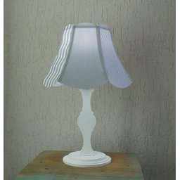 Abajur Base Madeira Branca e Cúpula Paris Tons de Cinza e Branco - 2 Abajur Base Madeira Branca e Cúpula Paris Tons de Cinza e Branco - 2