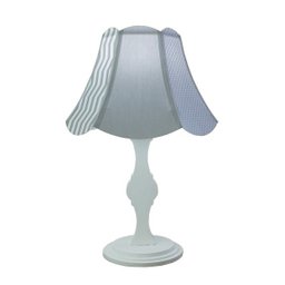 Abajur Base Madeira Branca e Cúpula Paris Tons de Cinza e Branco - 1 Abajur Base Madeira Branca e Cúpula Paris Tons de Cinza e Branco - 1