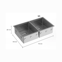 Ver imagem 3 de Cuba de Cozinha Dupla em Inox Deca Wish 75 745x440x201 Cc.620.75.duo.inx