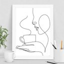 Ver imagem 2 de Quadro Decorativo Minimalista Café One line 24x18cm - com Vidro:madeira Branca