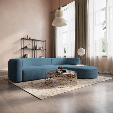 Sofá Modular Sala de Estar Decoração Luxo 265cm Lado Esquerdo Linho Celinne Luxuoso