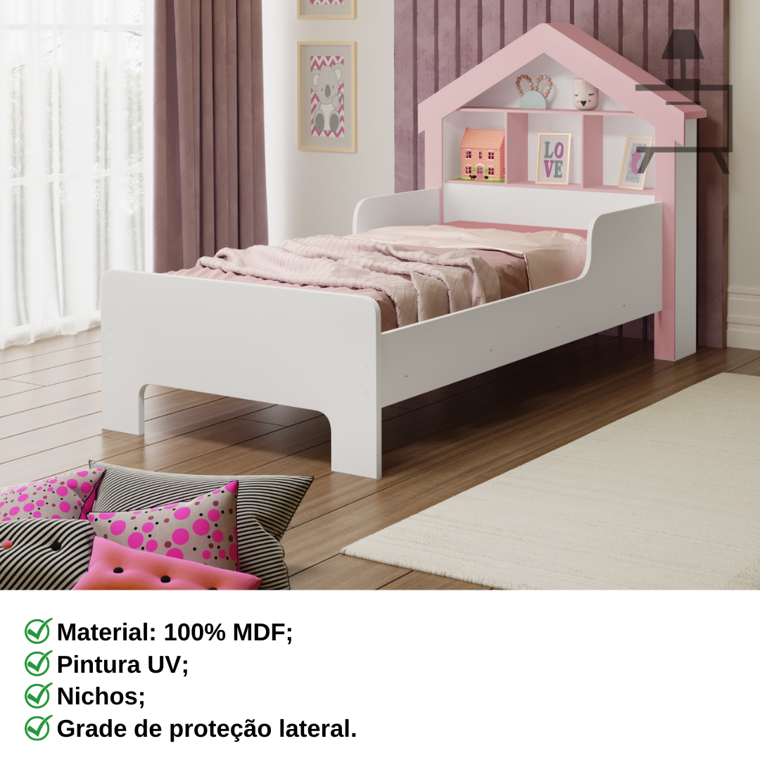 Cama Casinha de Princesa Cristal Infantil:branco/ Rosé - 2