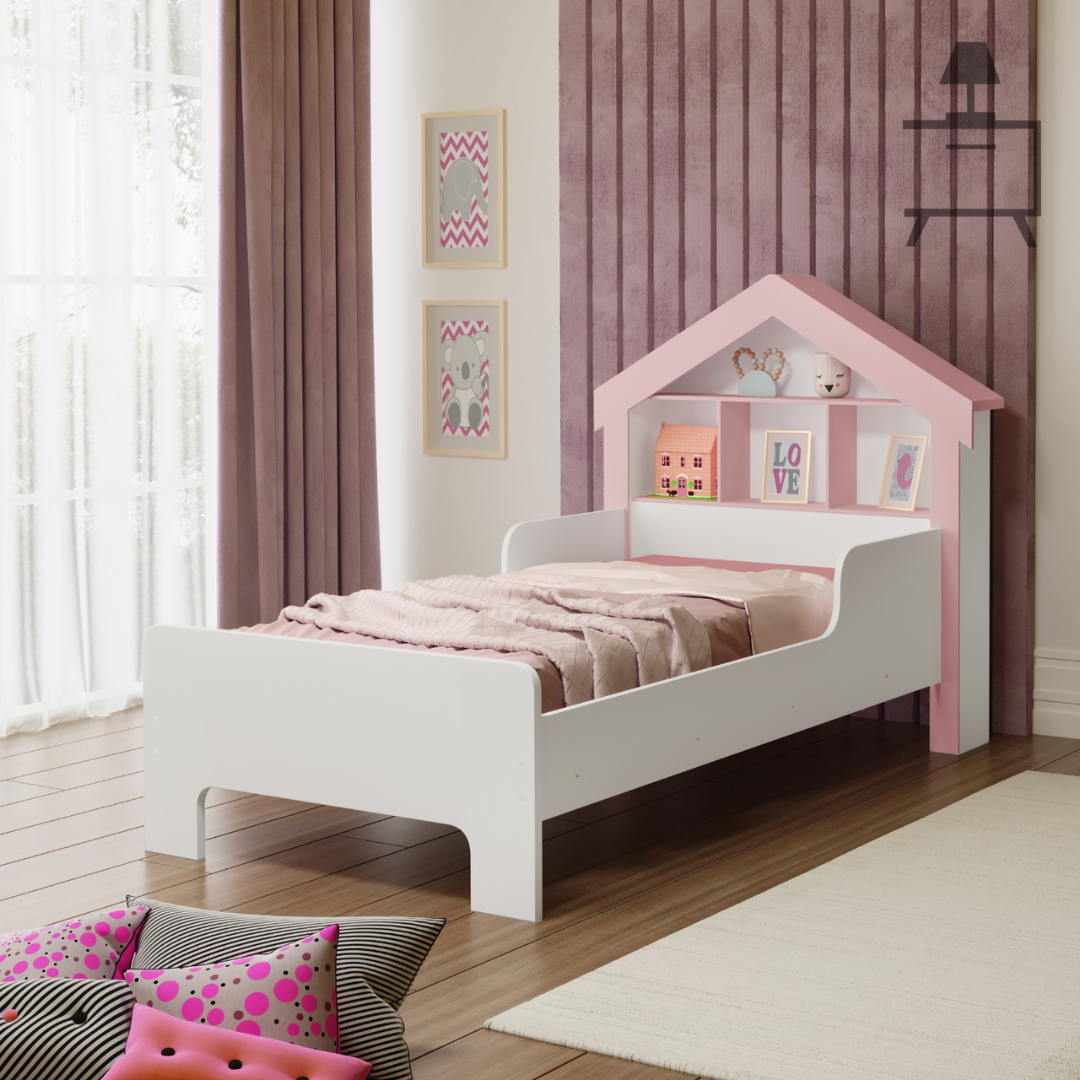 Cama Casinha de Princesa Cristal Infantil:branco/ Rosé - 4