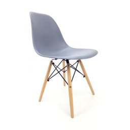 Cadeira Eiffel com Base de Madeira Assento em Pp Goede Eiffel Interna Cinza - 1