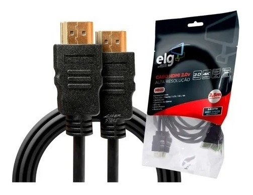 Cabo Hdmi 3d Ready 4k Cabo 2,5mts Elg - Hd25 - 5